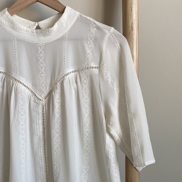 Nordstrom Leith Lace Hem White Peasant Tunic Top Sz Medium - Picture 3 of 7